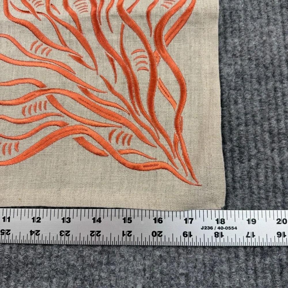 100% Linen Embroidered Table Linens 10 Pieces Abstract Tropical Coastal Hygge